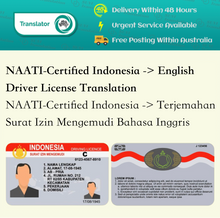 Load image into Gallery viewer, NAATI Certified Indonesia -> English Drive License Translation