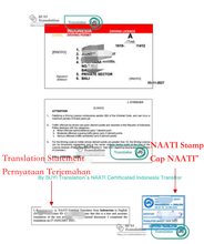 Load image into Gallery viewer, NAATI Certified Indonesia -> English Drive License Translation