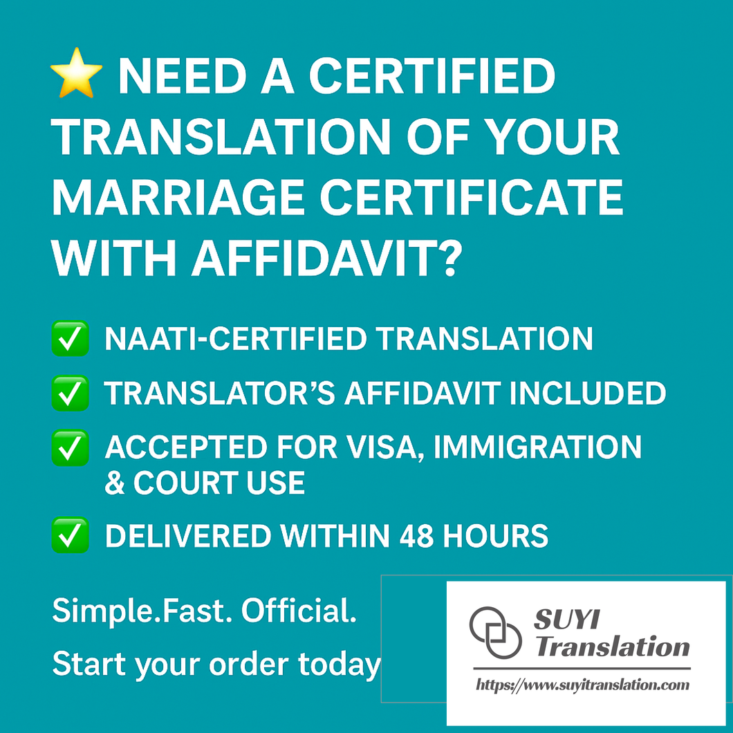 NAATI-Certified Translation of Your Marriage Certificate with Affidavit